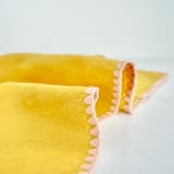 "100% Organic French Linen Mustard Embroidered Tea Towel" - Tea Towels in yellow by Tina Huang
