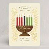 "Botanical Kinara" - Kwanzaa Cards in Canary by Randi Cirelli - Front