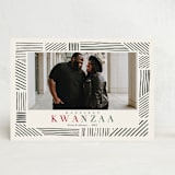 "Striped Frame" - Kwanzaa Cards in Charcoal by Oma N. Ramkhelawan - Front