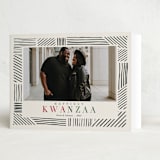 "Striped Frame" - Kwanzaa Cards in Charcoal by Oma N. Ramkhelawan - Folded Card