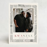 "Striped Frame" - Kwanzaa Cards in Charcoal by Oma N. Ramkhelawan - Front