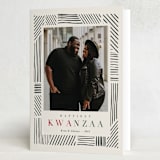 "Striped Frame" - Kwanzaa Cards in Charcoal by Oma N. Ramkhelawan - Folded Card