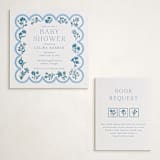 "Petite Jolie" - Letterpress Baby Shower Insert Cards in Sky Blue by Hannah Bowman - With Invitation