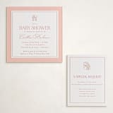 "The Little Heirloom" - Letterpress Baby Shower Insert Cards in Rose by Lucrecia Caporale - With Invitation