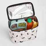 "Meadow Cats" - Lunch Bag in Black Kitty by Betsy Siber - Insulated Interior