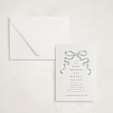 "Big Bow" - Letterpress Baby Shower Invitations in Mint by Teju Reval - Invitation with Envelope
