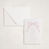 "Big Bow" - Letterpress Baby Shower Invitations in Classic Pink by Teju Reval - Invitation with Envelope