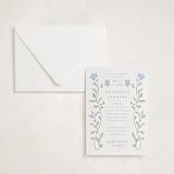 "Mirror Floral" - Letterpress Baby Shower Invitations in Mint by Everett Paper Goods - Invitation with Envelope