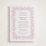 "Lovely Leaves" - Letterpress Baby Shower Invitations in Classic Pink by Jessie Steury - Front