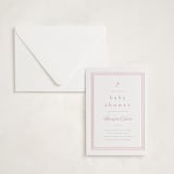 "Classic Start" - Letterpress Baby Shower Invitations in Classic Pink by Carolyn MacLaren - Invitation with Envelope