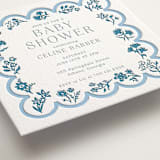 "Petite Jolie" - Letterpress Baby Shower Invitations in Sky Blue by Hannah Bowman - Detail