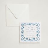 "Petite Jolie" - Letterpress Baby Shower Invitations in Sky Blue by Hannah Bowman - Invitation with Envelope