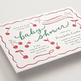 "Cherry Sweet" - Letterpress Baby Shower Invitations in Scarlet by Erin German - Detail