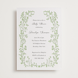 "Flower Garden" - Letterpress Baby Shower Invitations in Tea Green by Susan Moyal - Front