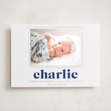 "Bold Nickname" - Letterpress Birth Announcement Photo Mount Cards in Lapis by Shirley Lin Schneider - Front