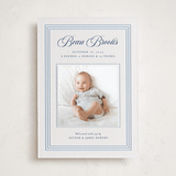 "Little Darling" - Letterpress Birth Announcement Photo Mount Cards in Sky Blue by Alston Foster - Front