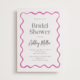 "handdrawn wavy frame" - Letterpress Bridal Shower Invitations in Neon Pink by Cass Loh - Front