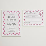 "handdrawn wavy frame" - Letterpress Bridal Shower Invitations in Neon Pink by Cass Loh - Matching Insert Card