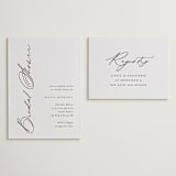 "Elegant Side" - Letterpress Bridal Shower Invitations in Soft Black by Carolyn MacLaren - Matching Insert Card