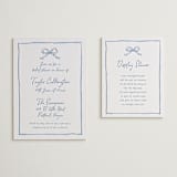 "ribbon bow drawing" - Letterpress Bridal Shower Invitations in Provincial Blue by Cass Loh - Matching Insert Card
