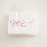 "Big Bow" - Letterpress Baby Shower Thank You Cards in Classic Pink by Teju Reval - Front