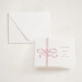 "Big Bow" - Letterpress Baby Shower Thank You Cards in Classic Pink by Teju Reval - Invitation with Envelope