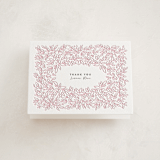"Lovely Leaves" - Letterpress Baby Shower Thank You Cards in Classic Pink by Jessie Steury - Front