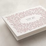 "Lovely Leaves" - Letterpress Baby Shower Thank You Cards in Classic Pink by Jessie Steury - Detail