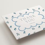 "Petite Jolie" - Letterpress Baby Shower Thank You Cards in Sky Blue by Hannah Bowman - Detail