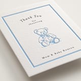 "Antique Teddy Bear" - Letterpress Baby Shower Thank You Cards in Sky Blue by Becky Nimoy - Detail