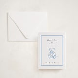 "Antique Teddy Bear" - Letterpress Baby Shower Thank You Cards in Sky Blue by Becky Nimoy - Invitation with Envelope