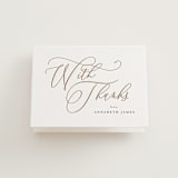 "Posh" - Letterpress Bridal Shower Thank You Cards in Matte Gold by Melanie Kosuge - Front