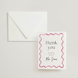 "handdrawn wavy frame" - Letterpress Bridal Shower Thank You Cards in Neon Pink by Cass Loh - Assembled