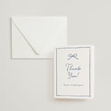 "ribbon bow drawing" - Letterpress Bridal Shower Thank You Cards in Provincial Blue by Cass Loh - Assembled
