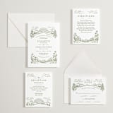 "On The Horizon" - Letterpress Direction Cards in Olive by Paper Sun Studio - Invitation Suite