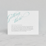 "Winter Flourish" - Letterpress Direction Cards in Gravel | Turquoise by Annie Clark - Front
