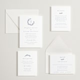 "Wreathed Monogram" - Letterpress Direction Cards in Pacific Blue | Blueberry by Katherine Moynagh - Invitation Suite