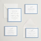 "Fondness" - Letterpress Direction Cards in Smoke | Pacific Blue by Design Lotus - Invitation Suite
