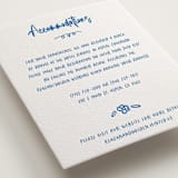 "Sketched Crest" - Letterpress Direction Cards in Sapphire by Jenna Holcomb - Detail