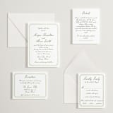 "Handwritten" - Letterpress Direction Cards in Artichoke by Cass Loh - Invitation Suite