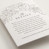 "Sketched Blooms" - Letterpress Direction Cards in Coffee by Kristen Smith - Detail
