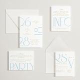 "Numerical" - Letterpress Direction Cards in Robin's Egg by Owl and Toad - Invitation Suite