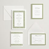 "Darcy" - Letterpress Direction Cards in Olive | Evergreen by Robert and Stella - Invitation Suite