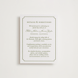 "Botanical Crest" - Letterpress Direction Cards in Pistachio by Lucrecia Caporale - Front