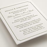 "Botanical Crest" - Letterpress Direction Cards in Pistachio by Lucrecia Caporale - Detail