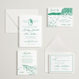 "Lakeview" - Letterpress Direction Cards in Racing Green by Claudia Orengo - Invitation Suite