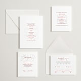 "simply happy" - Letterpress Direction Cards in Ruby by Deborah Chou - Invitation Suite