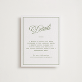 "rory" - Letterpress Direction Cards in Olive by Ellen Schlegelmilch - Front