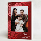 "Lunar Burst" - Lunar New Year Cards in Cherry by Monika Torun - Folded Card