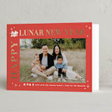 "Lucky Red Year" - Lunar New Year Cards in Cherry by Nam Bourassa - Folded Card